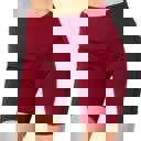 Small/Medium (Pant Size 0-8) - Burgundy Squat Proof High-Waist Biker Leggings | Cell Phone Pocket