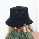 Black CC Eyelet Knit Bucket Hat
