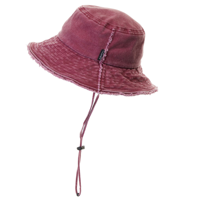 CC Frayed Washed Denim Bucket Hat