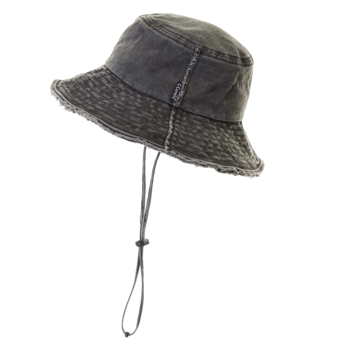 CC Frayed Washed Denim Bucket Hat