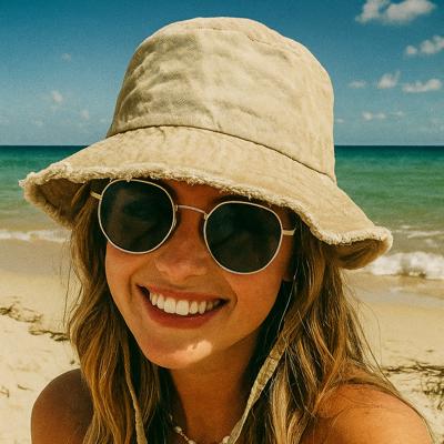 CC Frayed Washed Denim Bucket Hat