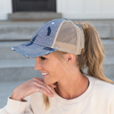  CC Spring Motif Jacquard Denim Pony Cap