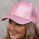  CC Glitter Messy Bun Pony Cap Women Teen Adjustable Fit Trucker Hats