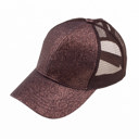 Bronze CC Glitter Messy Bun Pony Cap Women Teen Adjustable Fit Trucker Hats