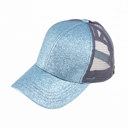 Mint CC Glitter Messy Bun Pony Cap Women Teen Adjustable Fit Trucker Hats