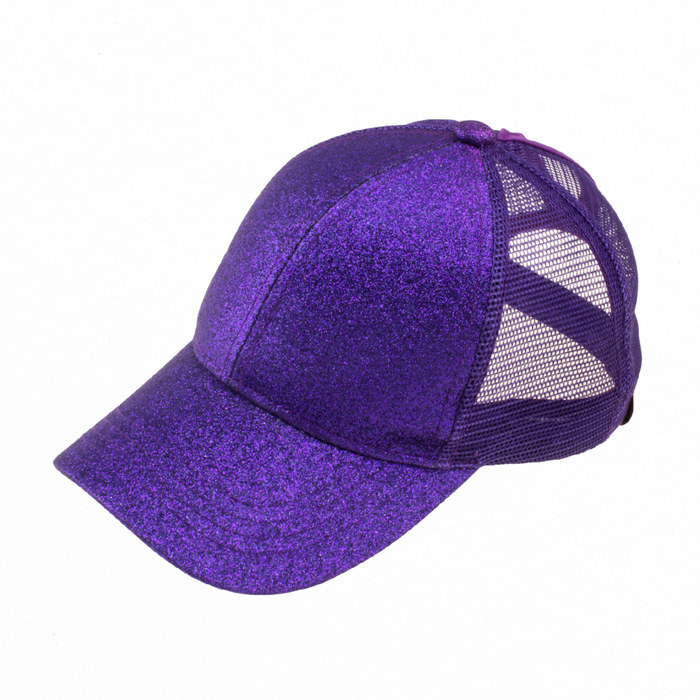 CC Glitter Messy Bun Pony Cap Women Teen Adjustable Fit Trucker Hats