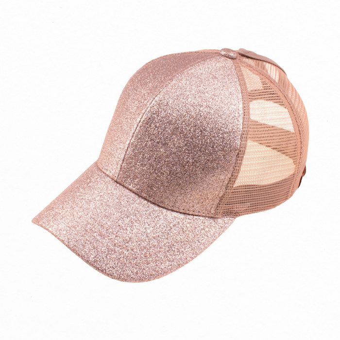CC Glitter Messy Bun Pony Cap Women Teen Adjustable Fit Trucker Hats