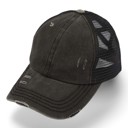 Black CC Multi-Level Criss Cross Women's Baseball Ponytail Cap Hat