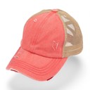 Coral/Beige CC Multi-Level Criss Cross Women's Baseball Ponytail Cap Hat