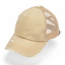 Khaki CC Multi-Level Criss Cross Women's Baseball Ponytail Cap Hat
