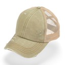Olive/Beige CC Multi-Level Criss Cross Women's Baseball Ponytail Cap Hat