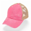 Pink/Beige CC Multi-Level Criss Cross Women's Baseball Ponytail Cap Hat