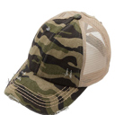 Olive Camo CC Multi-Level Criss Cross Women's Baseball Ponytail Cap Hat