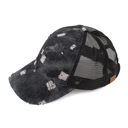 Black CC Destroyed Denim Messy Bun Pony Cap