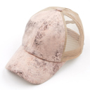 Rose CC Faux Leather Hats Criss Cross Style Women Cap for Ponytails