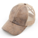 Taupe CC Faux Leather Hats Criss Cross Style Women Cap for Ponytails