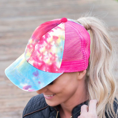 CC Diamond Dyed Mesh Criss-Cross  Pony Cap