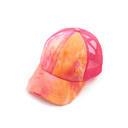 Orange/Hot Pink CC Diamond Dyed Mesh Criss-Cross  Pony Cap