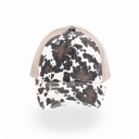 Beige CC Cow Print Pony Hats Criss Cross Style Women Cap for Ponytails