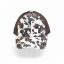 Brown CC Cow Print Pony Hats Criss Cross Style Women Cap for Ponytails