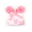 Baby Pink/White CC Kids Pom Pom Tie-Dye Beanies Hats