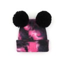 Black/Hot Pink CC Kids Pom Pom Tie-Dye Beanies Hats