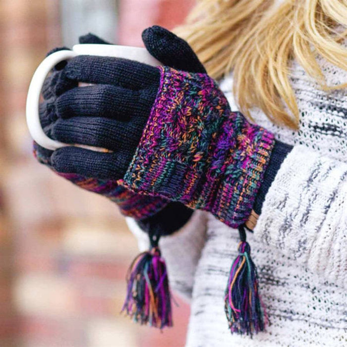 CC Touchscreen Glove w/ Cuff & Pom by Truly Contagious