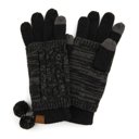 Black/Grey CC Touchscreen Glove w/ Cuff & Pom by Truly Contagious