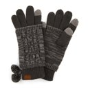 Dark/Light Grey CC Touchscreen Glove w/ Cuff & Pom by Truly Contagious