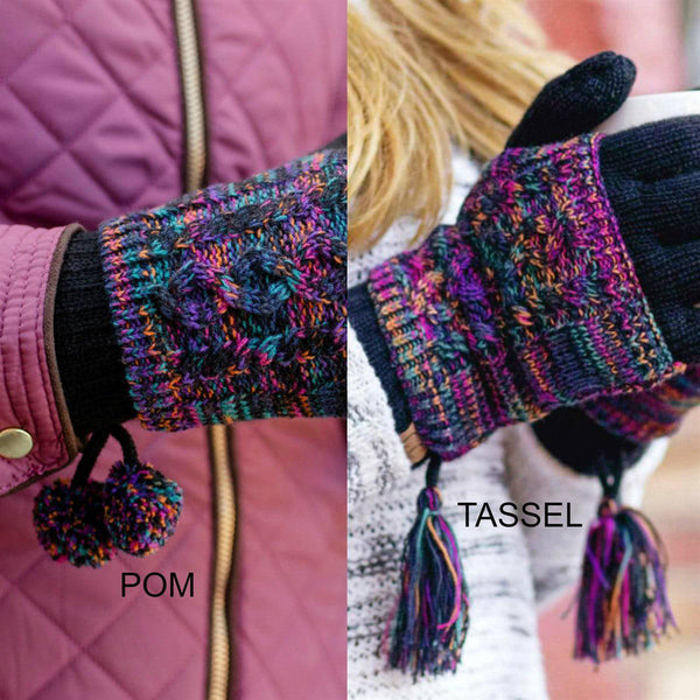 CC Touchscreen Glove w/ Cuff & Pom by Truly Contagious