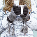 Brown CC Touchscreen Glove w/ Cuff & Pom by Truly Contagious