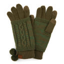 Olive CC Touchscreen Glove w/ Cuff & Pom by Truly Contagious