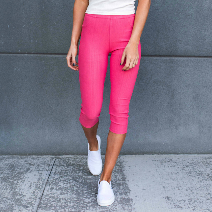 Truly Contagious Premium Stretch Soft High Waisted Jeggings for Women- Capri- Denim Leggings - Cotton Stretch Blend 
