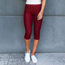 Burgundy  (Fits Pant Size 0-9) Truly Contagious Premium Stretch Soft High Waisted Jeggings for Women- Capri- Denim Leggings - Cotton Stretch Blend 