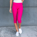 Fuchsia  (Fits Pant Size 0-9) Truly Contagious Premium Stretch Soft High Waisted Jeggings for Women- Capri- Denim Leggings - Cotton Stretch Blend 