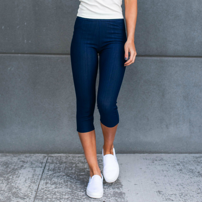 Truly Contagious Premium Stretch Soft High Waisted Jeggings for Women- Capri- Denim Leggings - Cotton Stretch Blend 