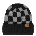 Black/Dark Grey | Youth - Adult C.C® Beanie Check Boucle Oh So Soft Hats by Truly Contagious