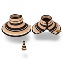 Black/Pink Easy Rollable Straw Visor Hat