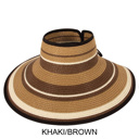 Khaki/Brown Easy Rollable Straw Visor Vacation Hat