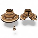 Khaki/Brown Easy Rollable Straw Visor Hat
