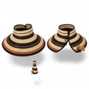 Black/Beige/Orange Easy Rollable Straw Visor Hat
