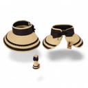 Black Easy Rollable Straw Visor Hat