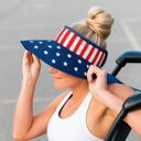  Americana Patriotic Rollable Visor For Adventures, 4th Of July, American Flag Print, Easy To Travel And Roll