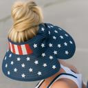 White Americana Patriotic Rollable Visor For Adventures, 4th Of July, American Flag Print, Easy To Travel And Roll