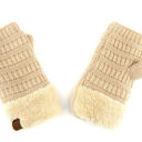 Beige CC Fingerless Gloves
