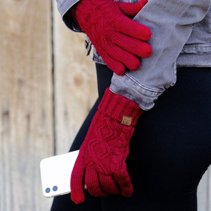 CC Cable Knit Fleece Lined Gloves