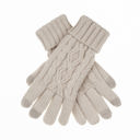 Beige CC Cable Knit Fleece Lined Gloves
