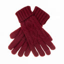 Burgundy CC Cable Knit Fleece Lined Gloves