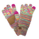 Yellow/Turquoise/Hot Pink/Indi Pink CC Brand Multi-Toned Touchscreen Tech Phone Gloves Winter Accessories