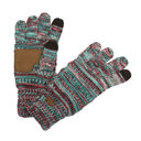 Turquoise/Brown/Ivory/Cardinal CC Brand Multi-Toned Touchscreen Tech Phone Gloves Winter Accessories